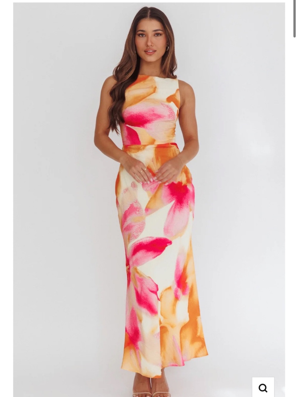 Women’s Floral Maxi Dress in Pink & Orange lady black tie brand size XS NWT